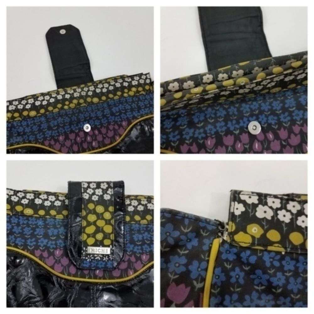 Miche Prima Abbie Black Patent Snap Magnet Floral Shell Textured Cover - Picture 3 of 4